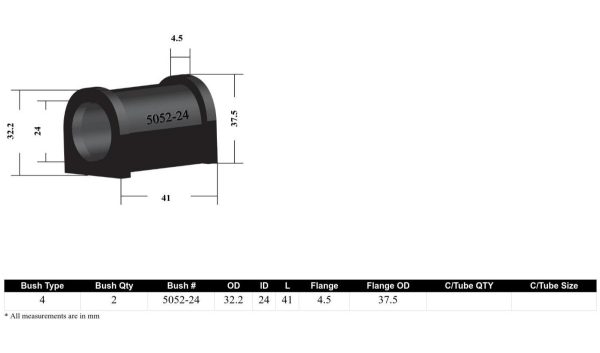 Whiteline Sway Bar Mount Bushing Kit Toyota Corolla E86 (1983-1987) [24mm] Front - KSK029-24 Online Sale