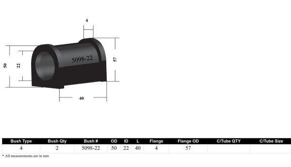 Whiteline Sway Bar Mount Bushing Kit Lexus SC Z30 (1991-2000) [22mm] Rear - KSK070-22 Sale