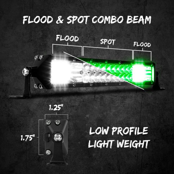 XKGlow  2-in-1 LED Light Bar w  White & Hunting Green Flood & Spot Work Light + Free Wiring Harness [3 Year Warranty] 10  20  30 Inches For Discount