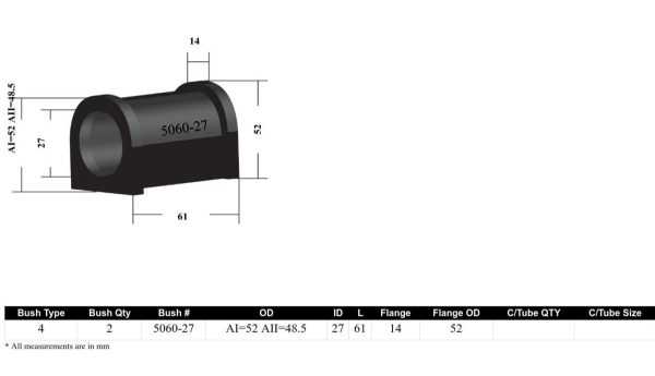 Whiteline Sway Bar Mount Bushing Kit BMW 3 Series E36 Compact (1994-2000) [27mm] Front - KSK034-27 on Sale