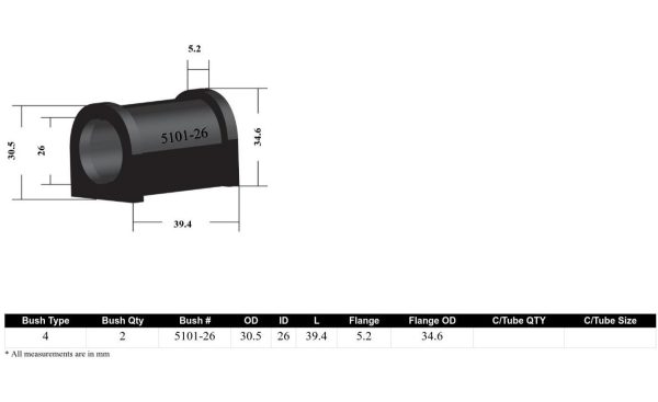 Whiteline Sway Bar Mount Bushing Kit Mitsubishi ASX XA  XD (2010-2023) [26mm] Front - KSK049-26 Online Sale