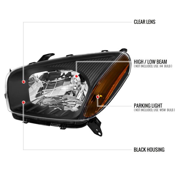 Spec-D OEM Replacement Headlights Toyota RAV4 (01-03) Non Sport - Black   Smoked   Clear Hot on Sale