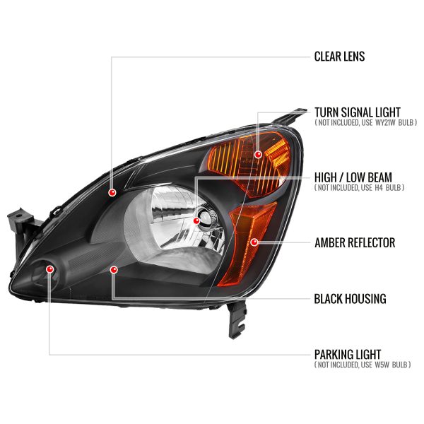 Spec-D Headlights Honda CRV (2002 2003 2004) OEM Replacement w  Amber Corners For Discount