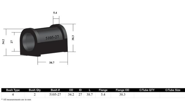 Whiteline Sway Bar Mount Bushing Kit Honda Civic EJ  EK  EM 6th Gen (1994-2001) [27mm] Front - KSK051-27 For Cheap