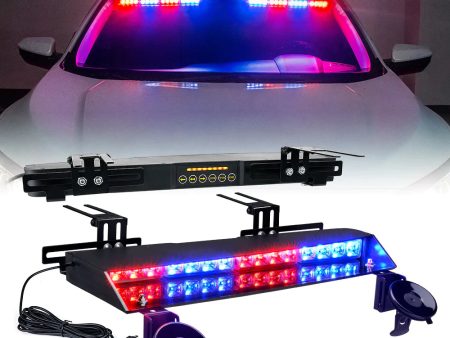 Xprite 21  Chaser Series Dual LED Visor Windshield Strobe Lights w  Suction Cup Brackets - Blue Red White Amber Combo Cheap